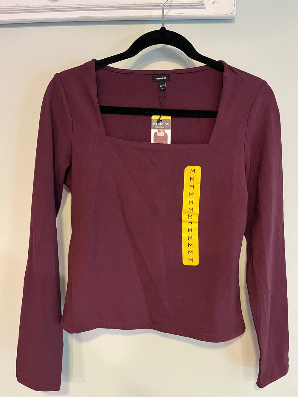 Express Long Sleeve Scoop Neck Top - Wine Women’s Medium Square neck.